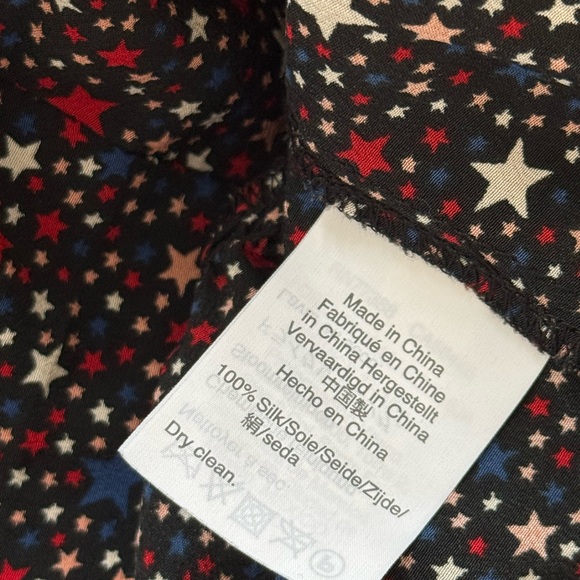 Madewell Navy Starry Night 100% Silk Wrap-Front Ruffle-Hem Blouse Size XS - Picture 8 of 13